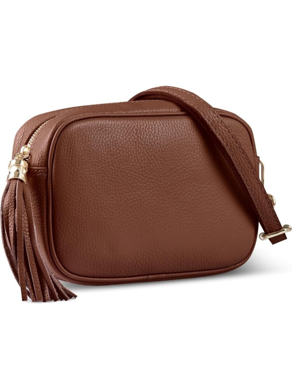 Stylish Italian Full-Grain Leather Crossbody Bag for Women - Small Brown Purse